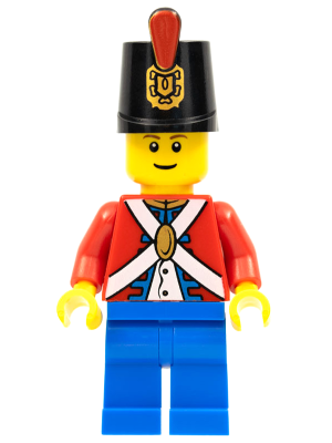LEGO® Minifigure - Pirates (Imperial Guards) - Imperial Soldier II - Shako Hat Printed, Blue Legs, Male, Reddish Brown Eyebrows - pi135b
