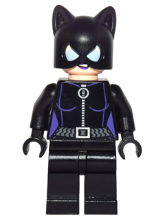 LEGO® Minifigure - DC Super Heroes™ - Catwoman™ - Black Suit with Dark Purple Trim, Dark Purple Lips - sh0006