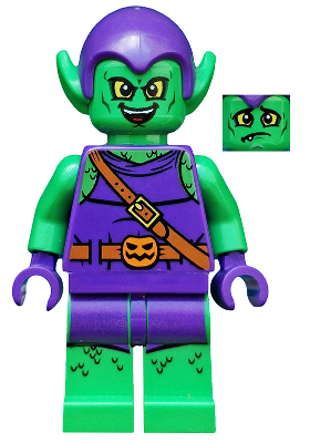 LEGO® Minifigure - Marvel™ Spider-Man™ - Green Goblin - Bright Green Skin, Dark Purple Outfit, Large Yellow Eyes - sh0196