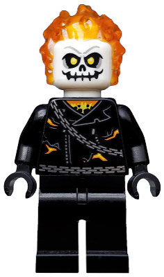 LEGO® Minifigure - Marvel™ Spider-Man™ - Ghost Rider (Johnny Blaze) - White Head, Chain Belt - sh0267