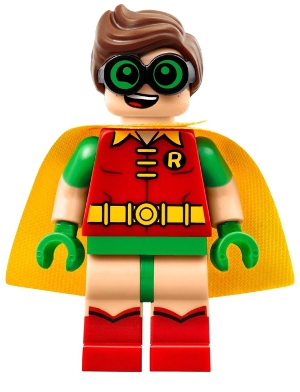 LEGO® Minifigure - The LEGO Batman Movie - Robin - Green Glasses, Smile / Scared Pattern - sh0315