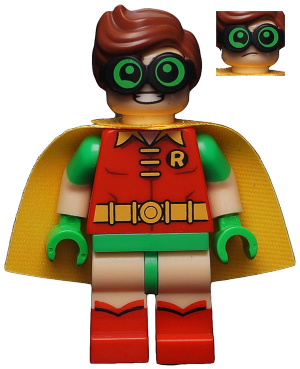 LEGO® Minifigure - The LEGO Batman Movie - Robin - Green Glasses, Frown / Eyebrows Raised Pattern - sh0341