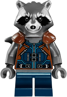 LEGO® Minifigure - Marvel™ Guardians of the Galaxy Vol. 2 - Rocket Raccoon - Dark Blue and Reddish Brown Outfit, Dark Bluish Gray Head - sh0384