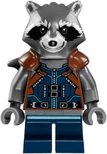 LEGO® Minifigure - Marvel™ Guardians of the Galaxy Vol. 2 - Rocket Raccoon - Dark Blue and Reddish Brown Outfit, Dark Bluish Gray Head - sh0384