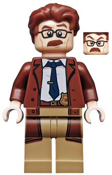 LEGO® Minifigure - Super Heroes: Batman II - Commissioner Gordon Reddish Brown Hair and Coat - sh0591