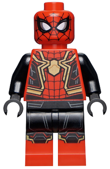 LEGO® Minifigure - Super Heroes: Spider-Man No Way Home - Spider-Man, Black and Red Suit, Large Gold Spider, Gold Knee Trim (Integrated Suit) - sh0778