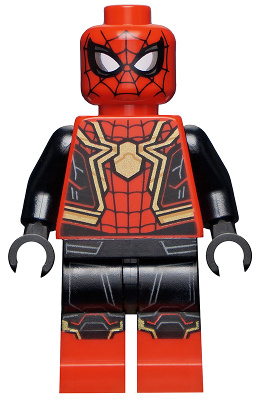 LEGO® Minifigure - Super Heroes: Spider-Man No Way Home - Spider-Man, Black and Red Suit, Large Gold Spider, Gold Knee Trim (Integrated Suit) - sh0778