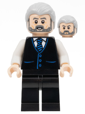 LEGO® Minifigure - Super Heroes: Batman - Alfred Pennyworth, Black Vest, Light Bluish Gray Hair, Dark Bluish Gray Beard - sh0789