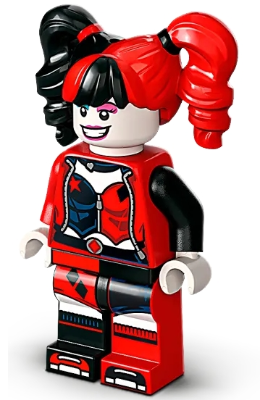 LEGO® Minifigure - Super Heroes: Batman II - Harley Quinn, Pigtails, Dark Azure and Dark Pink Eye Shadow with Baseball Bat Accessory - sh0838