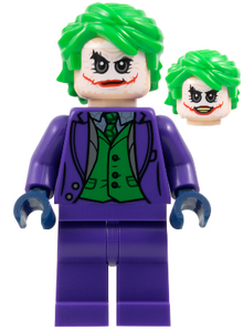 LEGO® Minifigure - Super Heroes - The Dark Knight Trilogy - The Joker - Dark Purple Suit, Green Vest, Bright Green Hair - sh1022