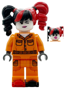 LEGO® Minifigure - Super Heroes :  Batman II - Harley Quinn - Prison Jumpsuit, Side Pockets, Pigtails, Roller Skates - sh1080