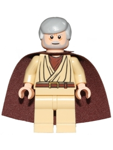 LEGO® Minifigure - Star Wars Episode 4/5/6 - Obi-Wan Kenobi - Old, Light Bluish Gray Hair and Beard, Eyes with Glints, Starched Fabric Cape - sw0637a