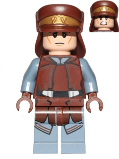 LEGO® Minifigure - Star Wars Episode 1 - Naboo Security Officer - Reddish Brown and Sand Blue Uniform, Light Nougat Head, Hat with Neck Protector - sw0638