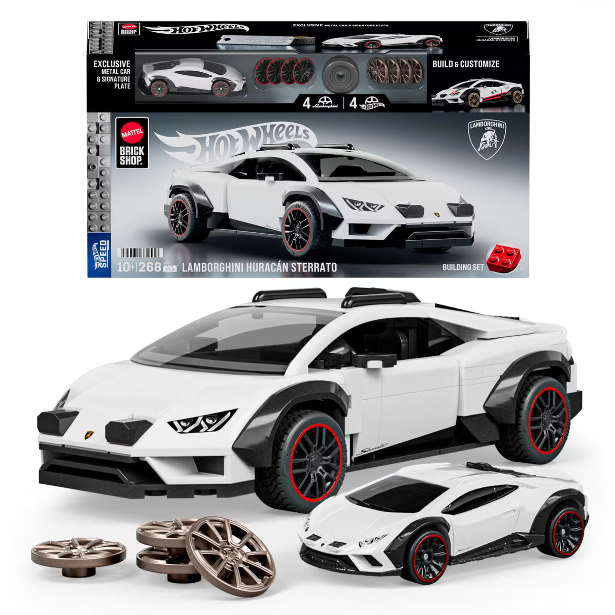 MATTEL BRICK SHOP™ Hot Wheels® Lamborghini Huracán Sterrato - 1:32 Scale - 268 Piece Building Set - JHG75